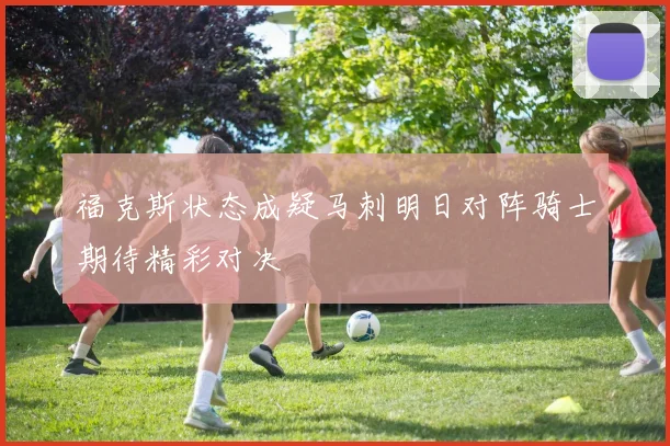 福克斯状态成疑马刺明日对阵骑士期待精彩对决